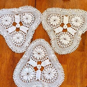 Set Of 3 Vintage Handmade Crochet Doilies